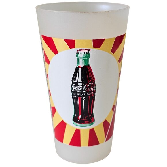Vintage Coca-Cola 22 Oz Frosted Glass Tumbler With Retro Bottle Design - Picture 2 of 6